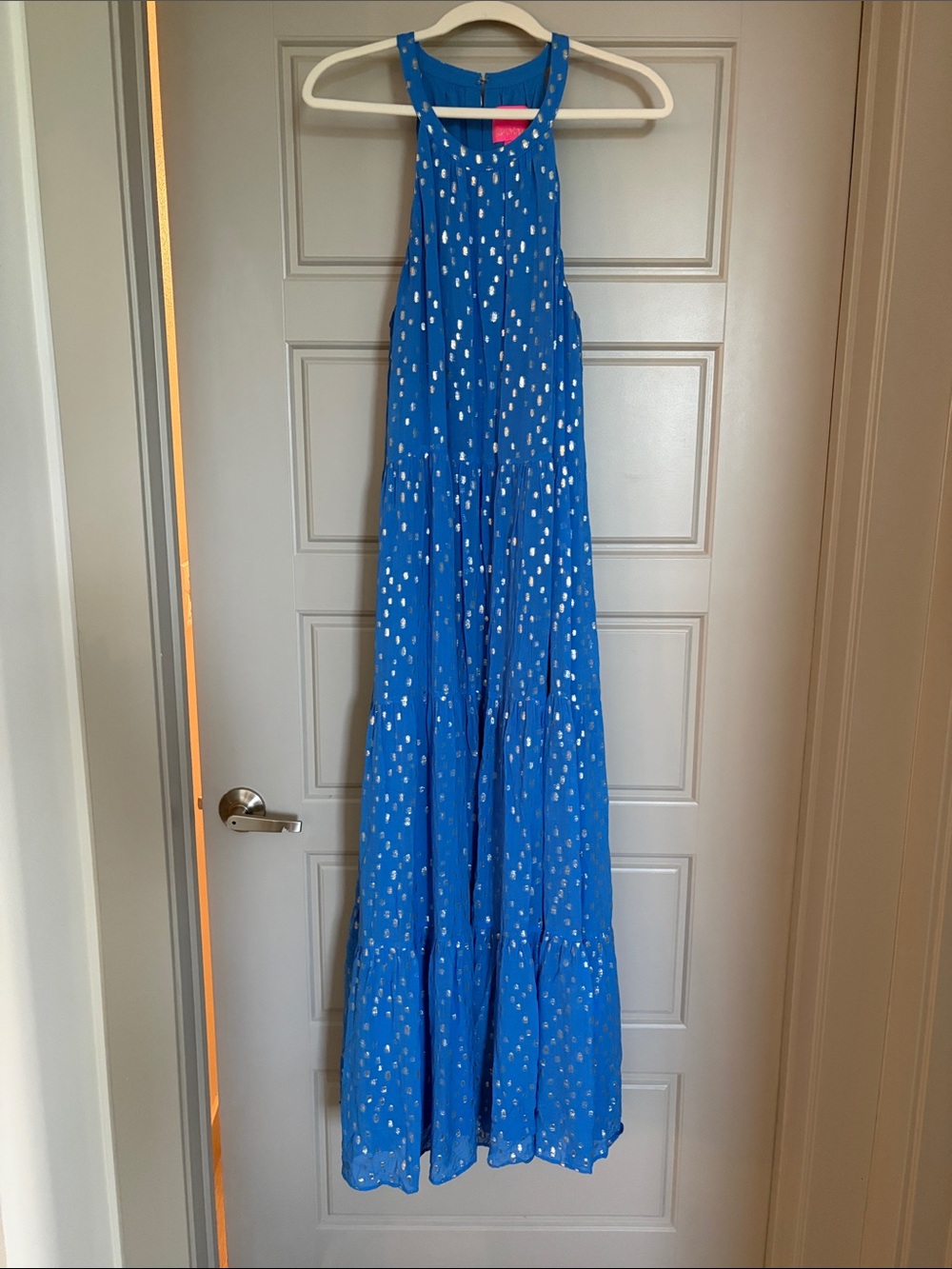Lilly Pulitzer Blue Maxi Dress with Metallic Print